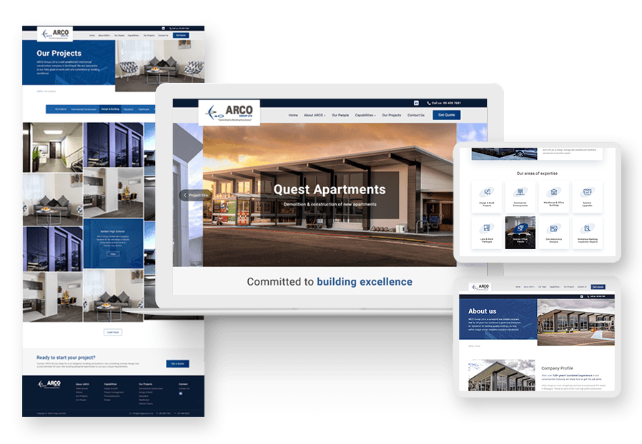 Www.zaxonturabao created the website for construction company ARCO to present their services